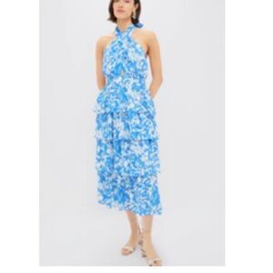 Tuckernuck NWT Blue Floral Jenny Midi Halter Dress